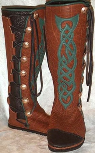 Celtic Knot Tobacco Knee High Handmade Renaissance&nbsp;Boots
