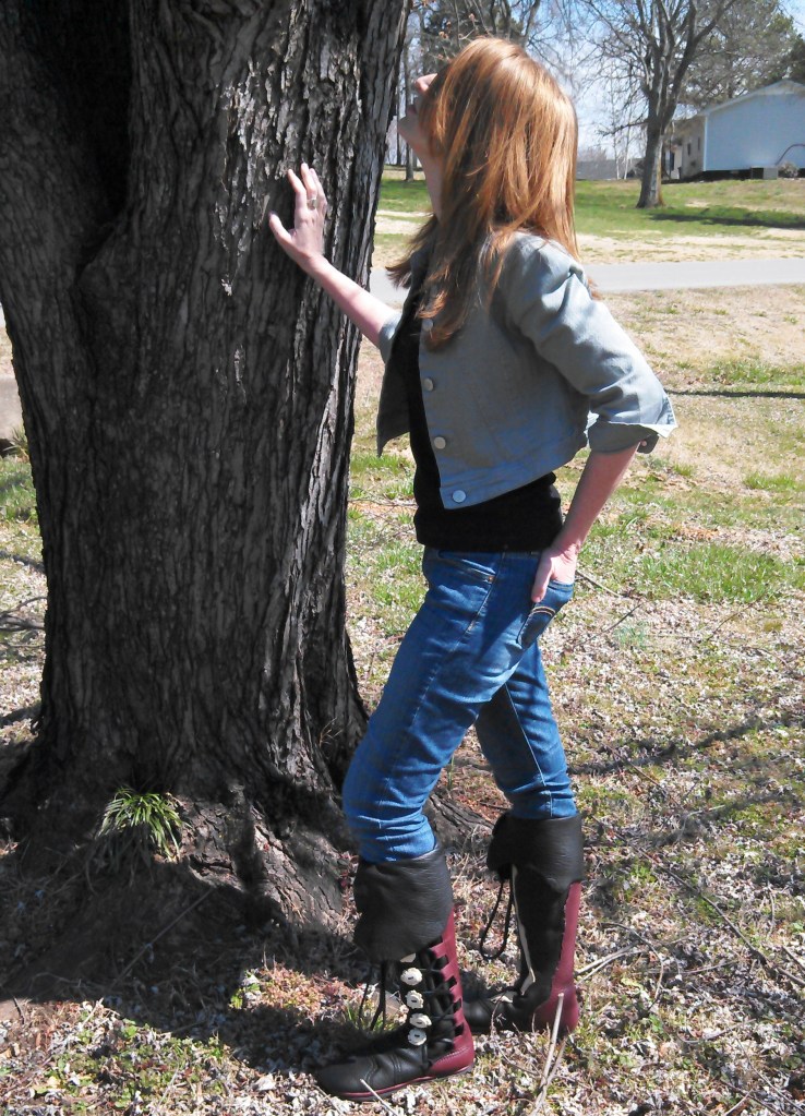 women's custom tall moccasins black redwood cuff