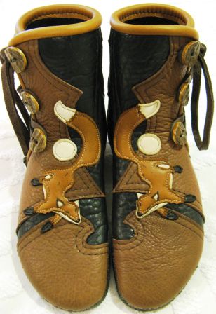 Custom Design Fox Buffalo Leather Handmade&nbsp;Moccasins