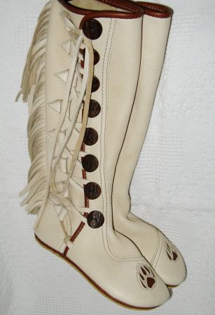 Smoke Kneehigh Bear Claws Buffalo Handmade&nbsp;Moccasins
